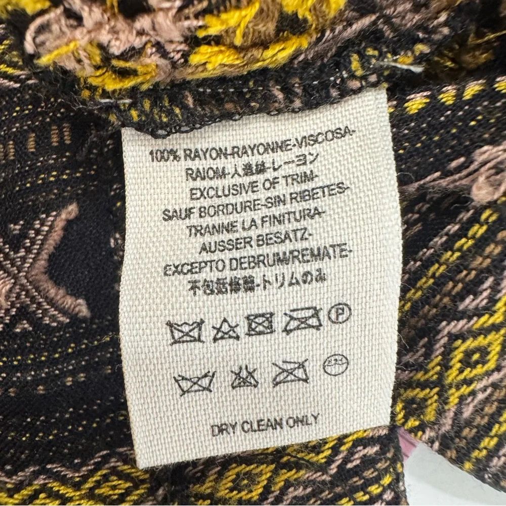 Free People New Romantics Dress Black Yellow Chain Sleeve Boho Size M - Picture 10 of 10